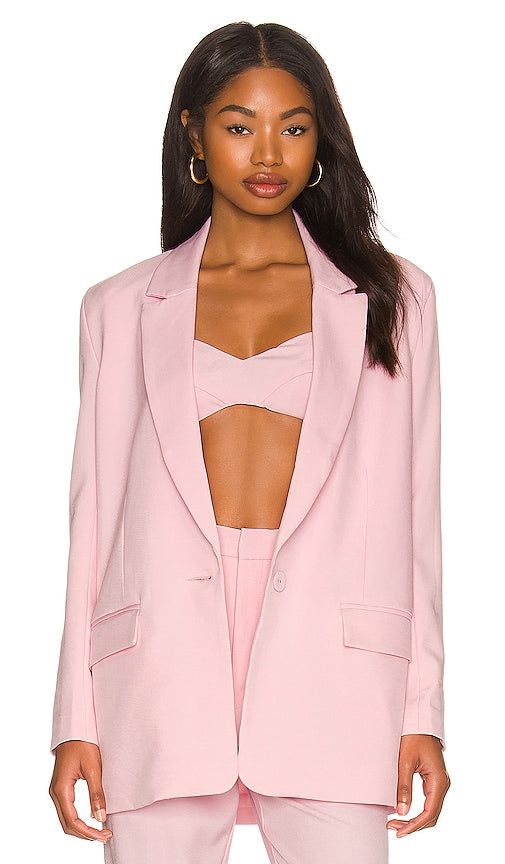 Bardot Belted Blazer in Pink Bardot Blazer ceinturé en rose 粉红色的Bardot Belded西装外套
