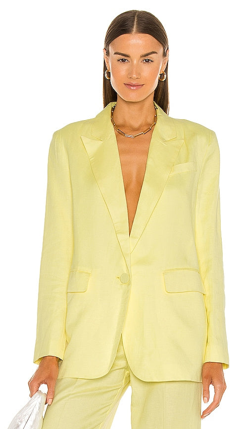 Bardot Summer Linen Blazer in Yellow Bardot Summer Linen Blazer en jaune Bardot Summer亚麻西装奶酪黄色
