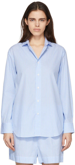 Baserange Blue Striped Ole Shirt - Chemise à rayures bleue bleue Baserange - Baserange 블루 스트라이프 올레 셔츠