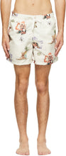 Bather Off-White Pin-Up Swim Shorts - Short de bain de bain à pince elan-blanc - 화이트 핀 업 수영 반바지를 털어 놓습니다