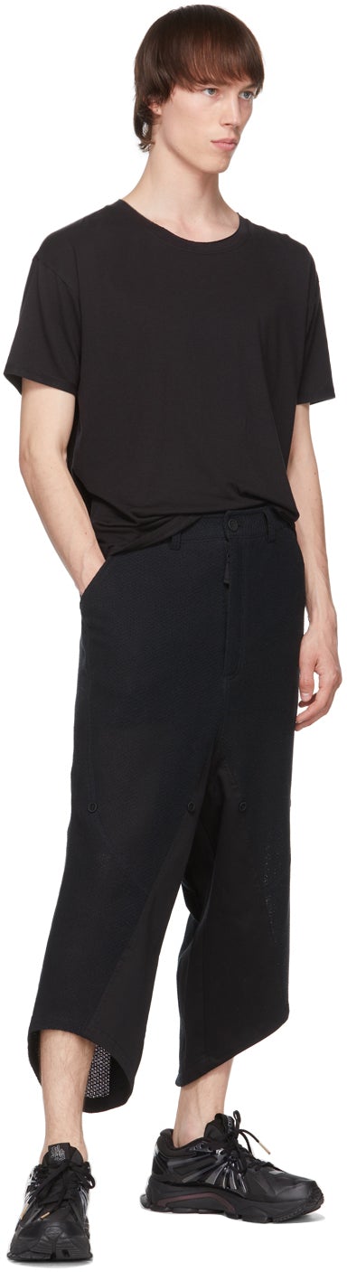 Blackmerle Black Raw Scallop Hem T-Shirt