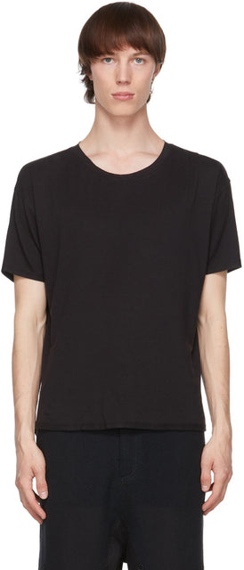 Blackmerle Black Raw Scallop Hem T-Shirt - T-shirt à ourlet de pétoncle brut noir Blackmerle Black - 블랙 메플 흑인 가리비 헴 티셔츠