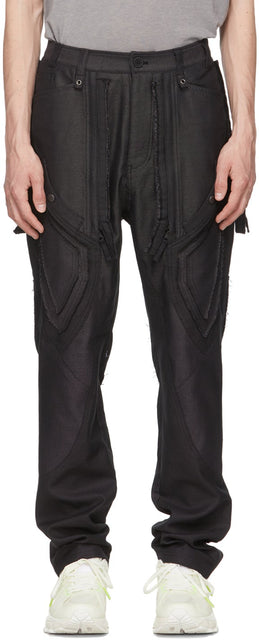 Blackmerle Black Shiny Patchwork Trousers - Pantalon Patchwork Blackmerle Black Brillant - 블랙 메리 블랙 반짝 이는 패치 워크 바지