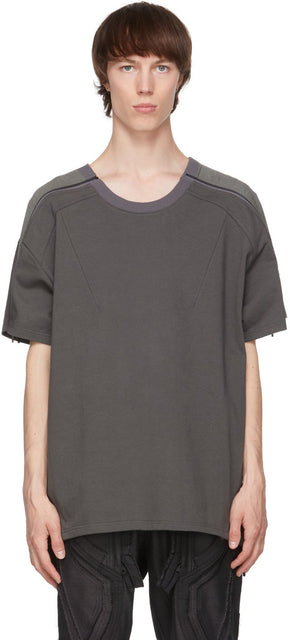 Blackmerle Green Zip Panel T-Shirt - T-shirt Panneau Zip Blackmerle Vert - 블랙 메플 그린 zip 패널 티셔츠