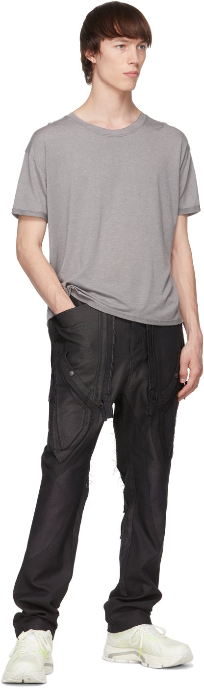 Blackmerle Grey Raw Scallop Hem T-Shirt