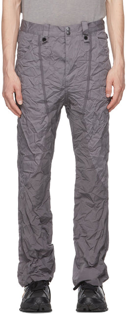 Blackmerle Grey Wrinkled Flare Trousers - Pantalon de flare ridée gris noir - 회색 회색 주름이있는 플레어 바지