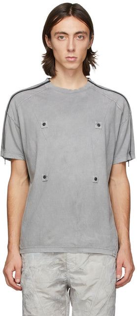 Blackmerle Grey Zippered Sleeves T-Shirt - T-shirt à manches zippées à glissière Blackmerle - 블랙 메리 그레이 지퍼가 달린 소매 티셔츠