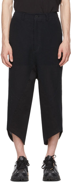 Blackmerle Navy Linen Scallop Hem Lounge Pants - Pantalon de salon Saint-Jac à pétoncles Blackmerle Navy - 블랙 메리 네이비 리넨 가리비 헴 라운지 바지