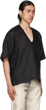 Bless Black Linen V-Neck T-Shirt