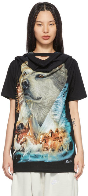 Bless Black NÂº69 Lost In Contemplation Variation Scarfer T-Shirt - Bénie Noir Nâº69 perdu dans la variation de contemplation T-shirt plus précis - 묵상 변화가 부족한 티셔츠에서 잃어버린 흑인 nâ69 축복