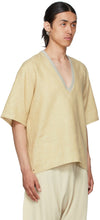 Bless Yellow Linen V-Neck T-Shirt