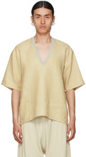 Bless Yellow Linen V-Neck T-Shirt - Bénis t-shirt à col en V jaune - 축복 노란색 린넨 V 넥 티셔츠