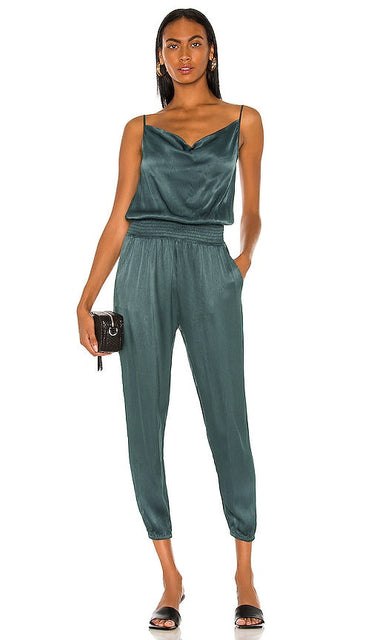 Bobi BLACK Sleek Textured Jumpsuit in Dark Green Combinaison texturée Bobi Bobi Sleek en vert foncé Bobi Black Black Shinek纹理连身裤穿着深绿色