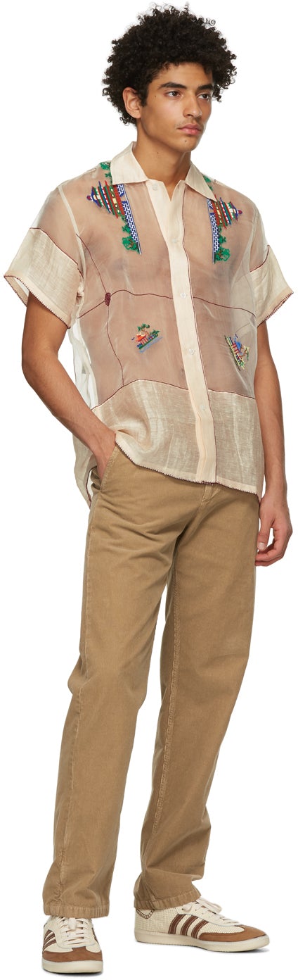 Bode Beige Pagoda Short Sleeve Shirt