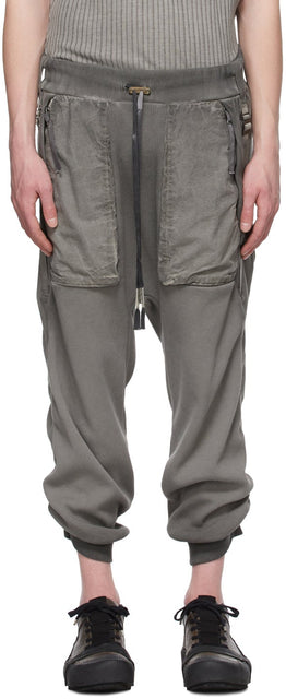 Boris Bidjan Saberi Grey Resin-Dyed Long John Lounge Pants - Boris Bidjan Saberi Gris Pantalon Long John Lounge Dyed Dyed - Boris Bidjan Saberi 그레이 수지 염색 긴 존 라운지 바지