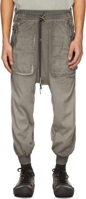 Boris Bidjan Saberi Grey Resin-Dyed Lounge Pants - Boris Bidjan Saberi Grey Saberi Saberi Sabenge Dyed Lounge - Boris Bidjan Saberi 그레이 수지 염색 라운지 바지