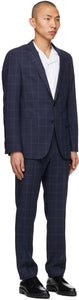 Boss Blue Check Slim Suit