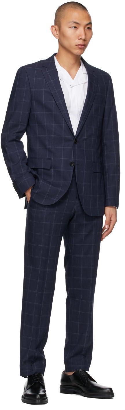 Boss Blue Check Slim Suit
