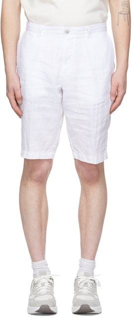 Boss White Linen Crigan Shorts - Short de crigan de lin blanc au patron - 보스 화이트 린넨 크리가 반바지