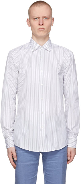 Boss White Striped Jango Shirt - Chemise Jango à rayures blanches Boss - 보스 화이트 스트라이프 장고 셔츠
