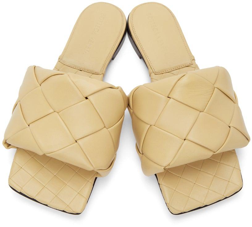 Bottega Veneta Beige Intrecciato Lido Sandals