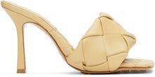 Bottega Veneta Beige Intrecciato â€˜The Lidoâ€™ Heeled Sandals - Bottega Veneta Beige Intrecciato - Sandales à talon lido ™ - Bottega Veneta 베이지 intrecciato â € € ~ 힐 샌들