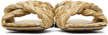 Bottega Veneta Beige Raffia Stretch Flat Sandals