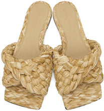 Bottega Veneta Beige Raffia Stretch Flat Sandals