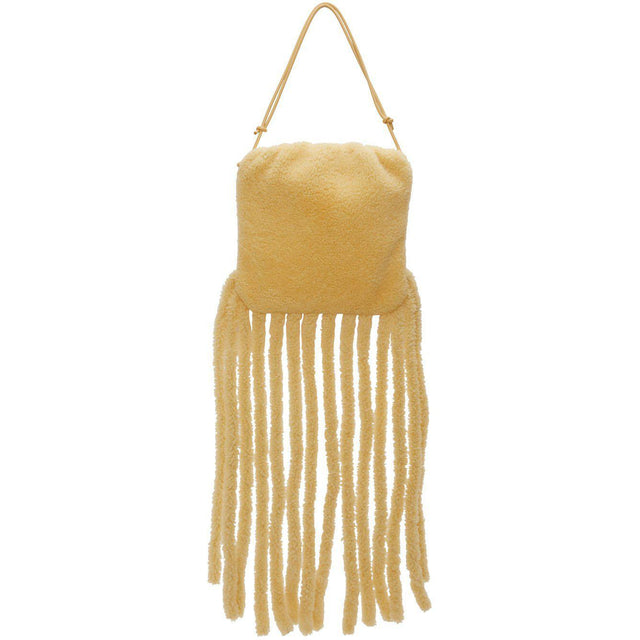 Bottega Veneta Beige Shearling 'The Fringe' Shoulder Bag