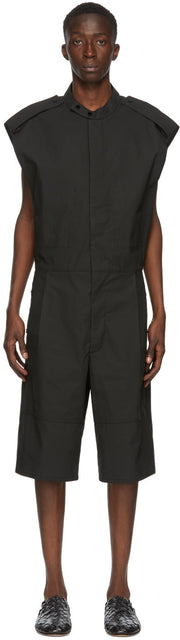 Bottega Veneta Black Coated Twill Jumpsuit - Combinaison de sergé en velours noire Bottega Veneta - Bottega Veneta 블랙 코팅 능직 능숙한 Jumpsuit.