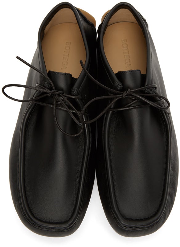 Bottega Veneta Black Driver Lace-Up Loafers
