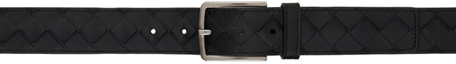 Bottega Veneta Black Intrecciato Belt - Ceinture Intrecciato Noir Bottega Veneta - Bottega 베네타 블랙 Intrecciato Belt.