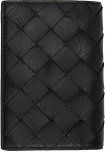 Bottega Veneta Black Intrecciato Bifold Card Holder