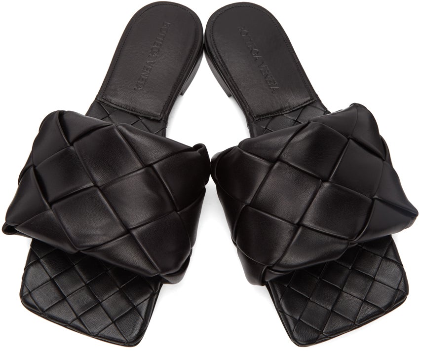 Bottega Veneta Black Intrecciato Lido Sandals