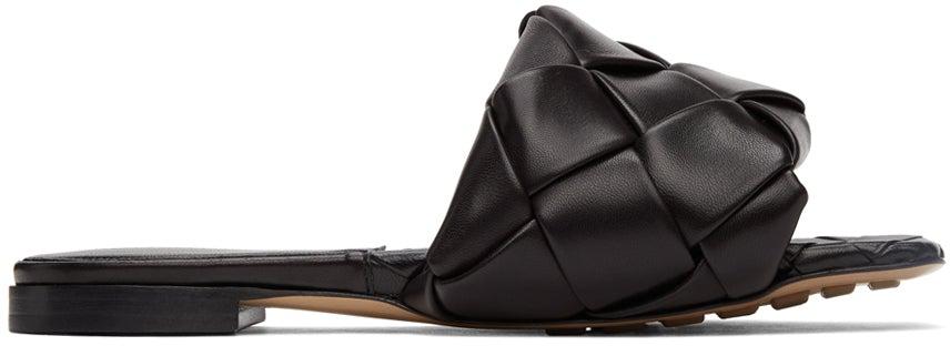 Lido Leather Sandals in Black - Bottega Veneta