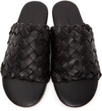 Bottega Veneta Black Intrecciato Slides