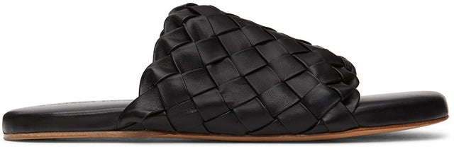 Bottega Veneta Black Intrecciato Slides - Bottega Veneta Black Intrecciato Diapositures - Bottega 베네타 블랙 Intrecciato 슬라이드