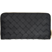 Bottega Veneta Black Intrecciato Zip Around Wallet