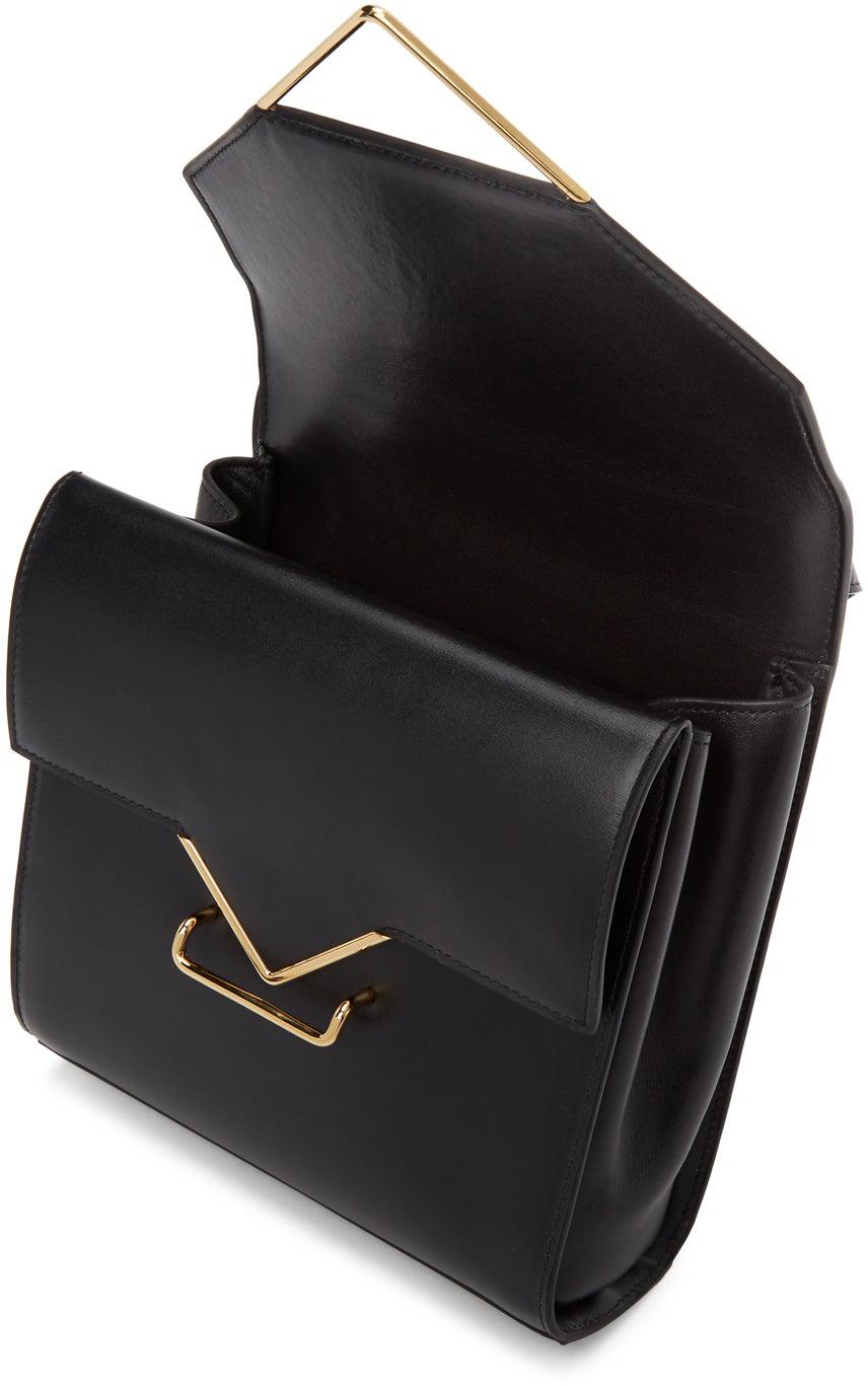 Bottega Veneta Black V-Frame Flap Bag