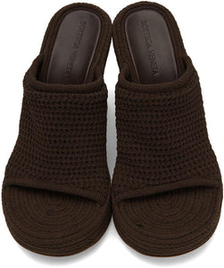 Bottega Veneta Brown Knit Wedge Sandals
