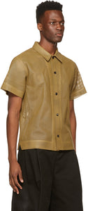 Bottega Veneta Brown Leather Perforated Shirt