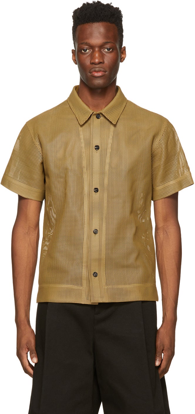 Bottega Veneta Brown Leather Perforated Shirt – BlackSkinny