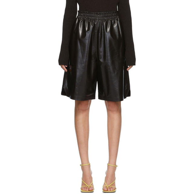 Bottega Veneta Brown Leather Shorts