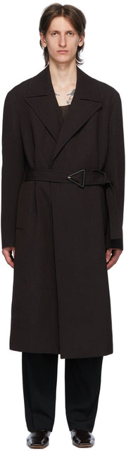 Bottega Veneta Brown Wool Drill Coat - Manteau de perçage en laine marron Bottega Veneta - Bottega 베네타 갈색 양모 드릴 코트