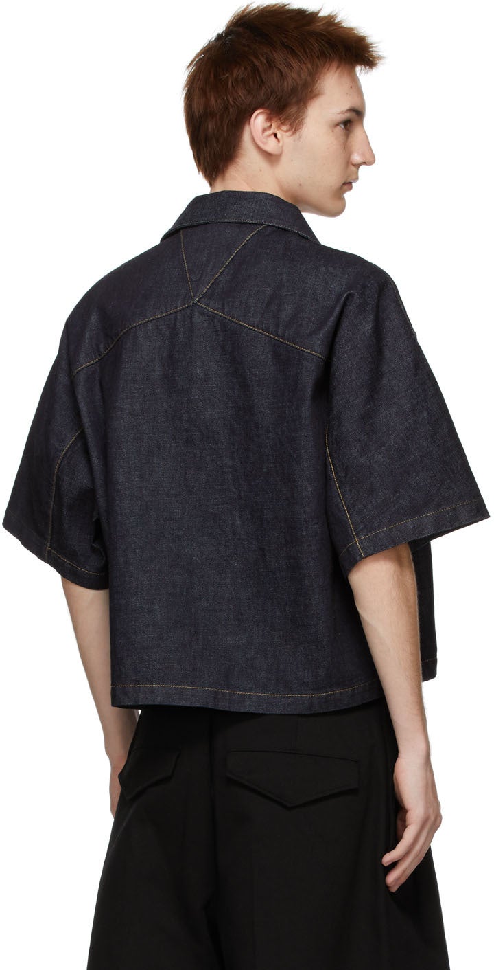 Bottega Veneta® Men's Vintage Medium Indigo Denim Shirt in Mid
