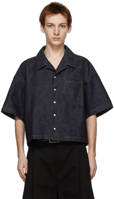 Bottega Veneta Indigo Denim Short Sleeve Shirt - Chemise à manches courtes en dene de Bottega Veneta Denim Denim - Bottega 베네타 인디고 데님 반팔 셔츠