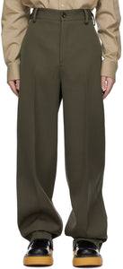 Bottega Veneta Khaki Wool Twill Trousers - Pantalon en sergé de laine de laine Bottega Veneta Khaki - Bottega 베네타 카키 양모 능 직물 바지