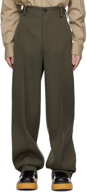 Bottega Veneta Khaki Wool Twill Trousers - Pantalon en sergé de laine de laine Bottega Veneta Khaki - Bottega 베네타 카키 양모 능 직물 바지
