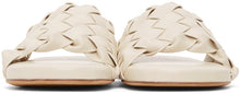 Bottega Veneta Off-White Intrecciato Slides