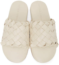 Bottega Veneta Off-White Intrecciato Slides